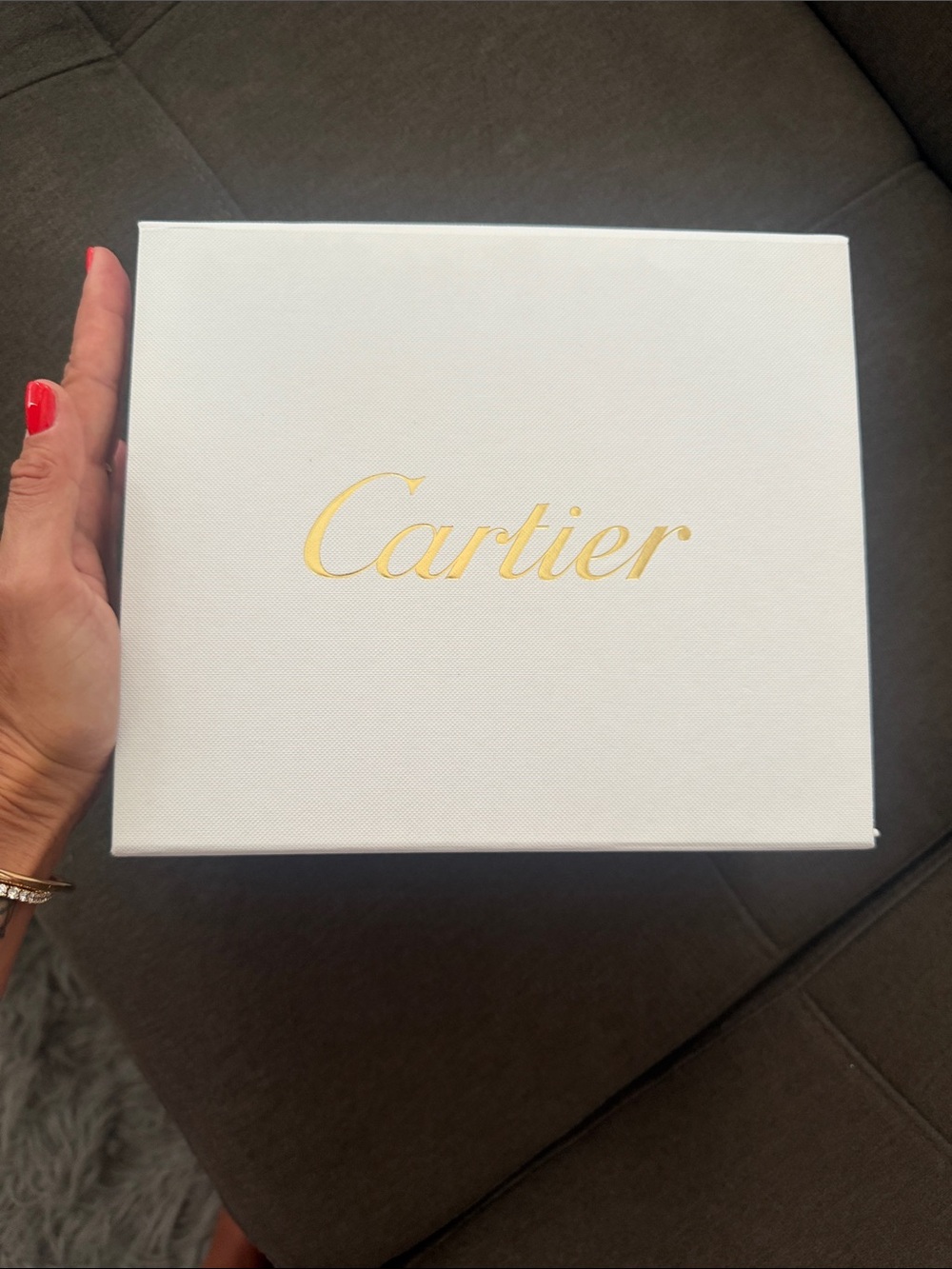 Cartier White Box with Gold Script Logo